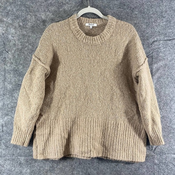 Madewell Sweater Small Beige Baxter Crew Neck Long Sleeve Alpaca Blend - Picture 2 of 10